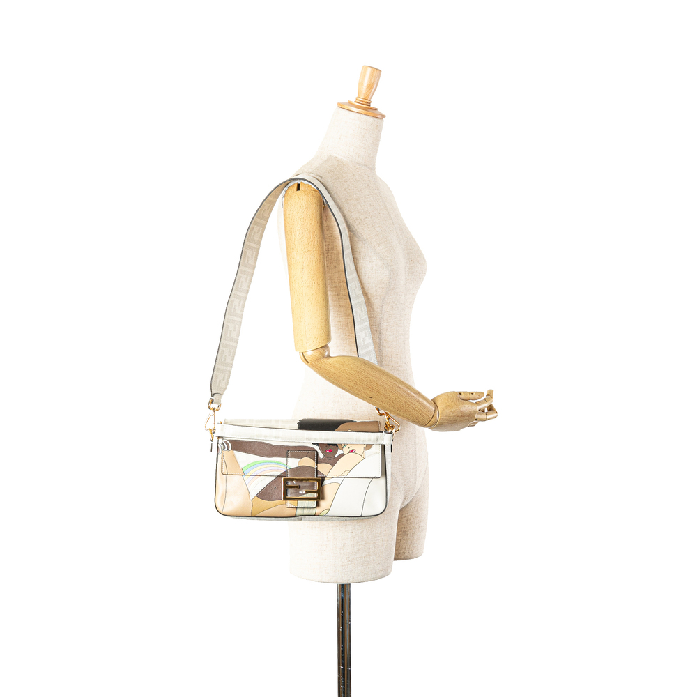 Pre-Loved Fendi Zucca Graphic Print Coated Canvas Bikini Girls Baguette Satchel - Picture 7 of 8